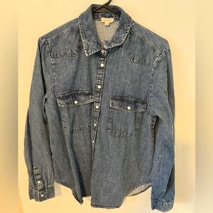 Pilcro Women’s Denim Snap-Front Western Shirt in Blue